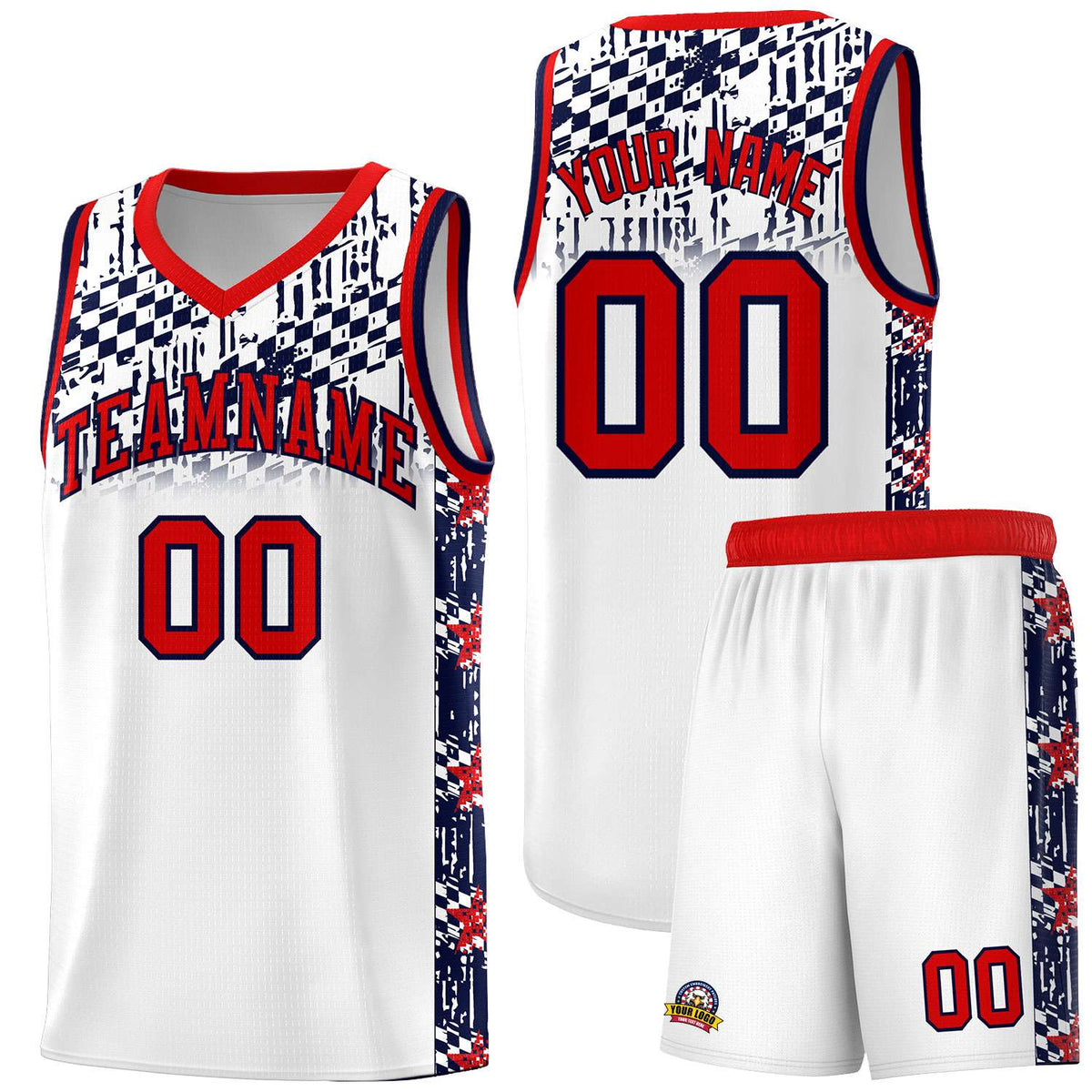 Custom White Mosaic Stars Pattern Sports Uniform Basketball Jersey|KXKSHOP
