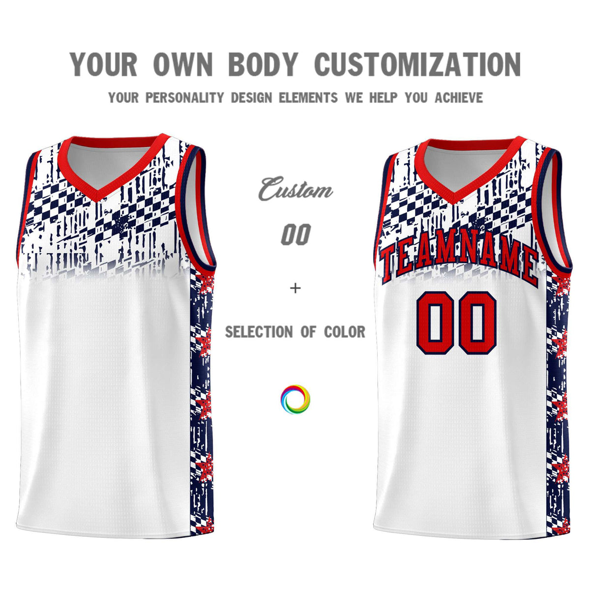 Custom White Mosaic Stars Pattern Sports Uniform Basketball Jersey|KXKSHOP
