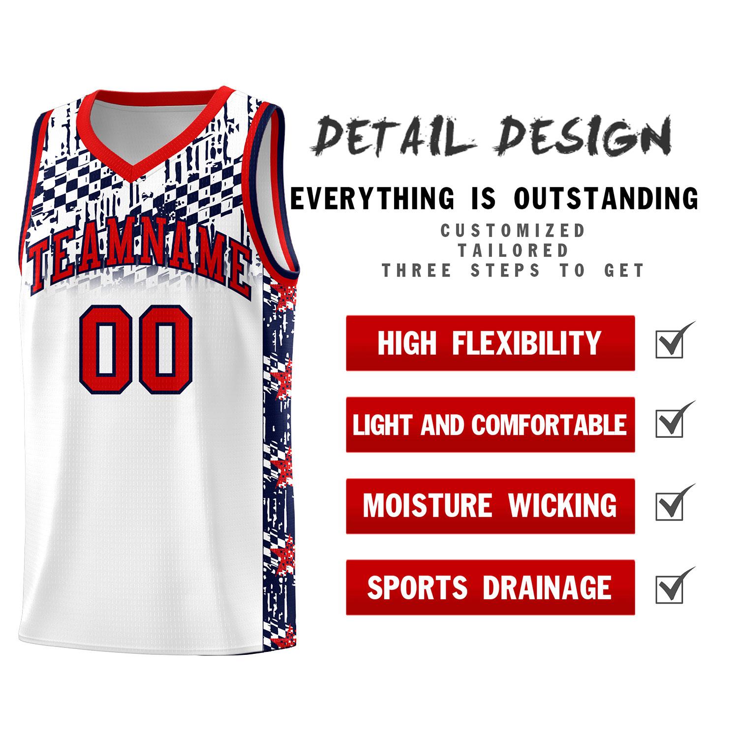 Custom White Mosaic Stars Pattern Sports Uniform Basketball Jersey|KXKSHOP