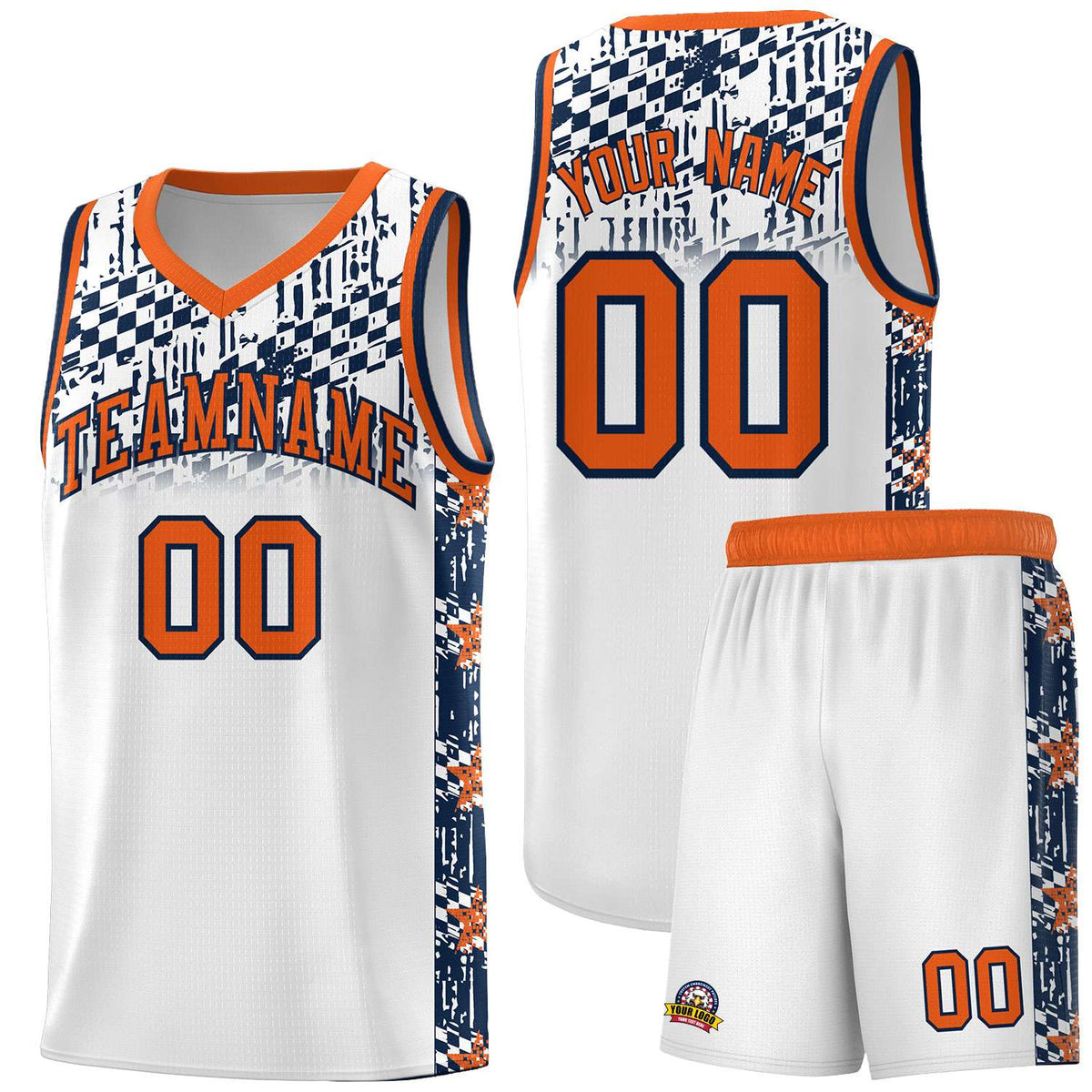 Custom White Mosaic Stars Pattern Sports Uniform Basketball Jersey|KXKSHOP