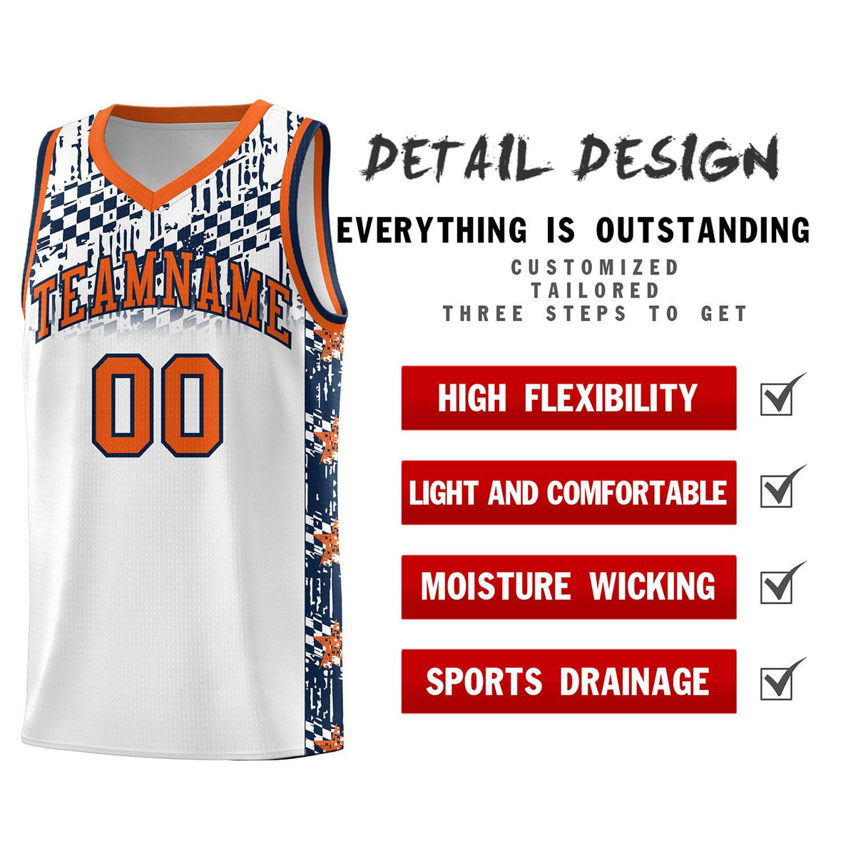 Custom White Mosaic Stars Pattern Sports Uniform Basketball Jersey|KXKSHOP