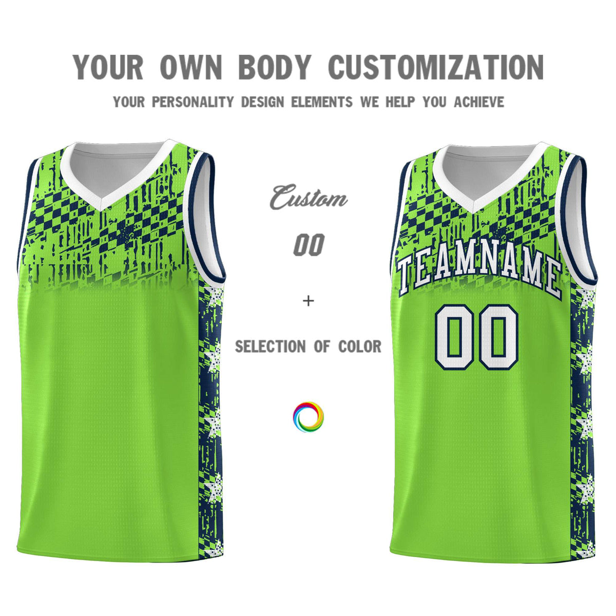 Custom Neon Green Mosaic Stars Pattern Sports Uniform Basketball Jersey|KXKSHOP
