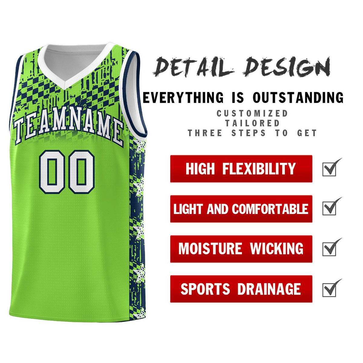 Custom Neon Green Mosaic Stars Pattern Sports Uniform Basketball Jersey|KXKSHOP