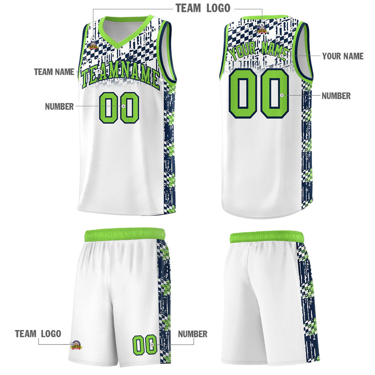 Custom White Mosaic Stars Pattern Sports Uniform Basketball Jersey|KXKSHOP