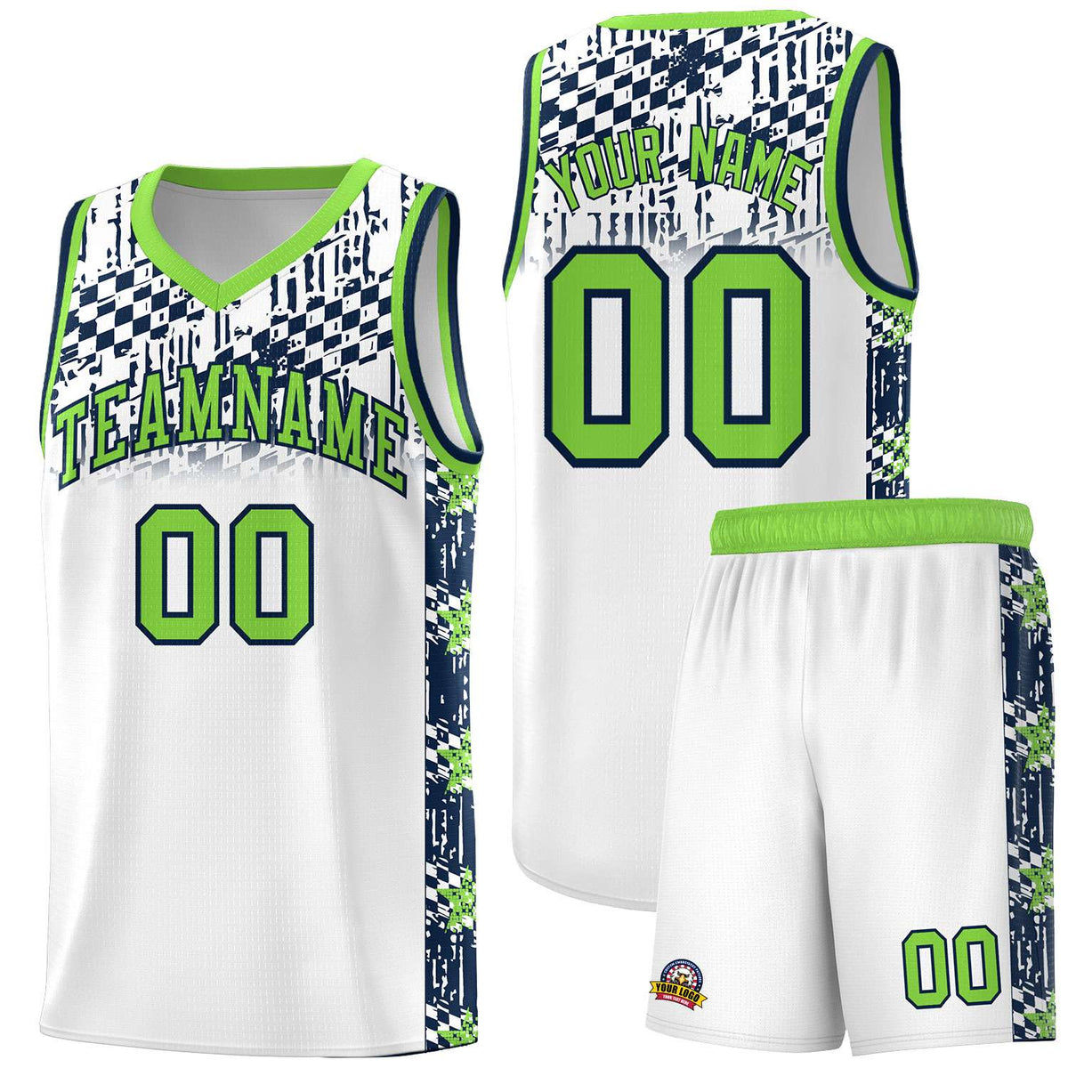 Custom White Mosaic Stars Pattern Sports Uniform Basketball Jersey|KXKSHOP