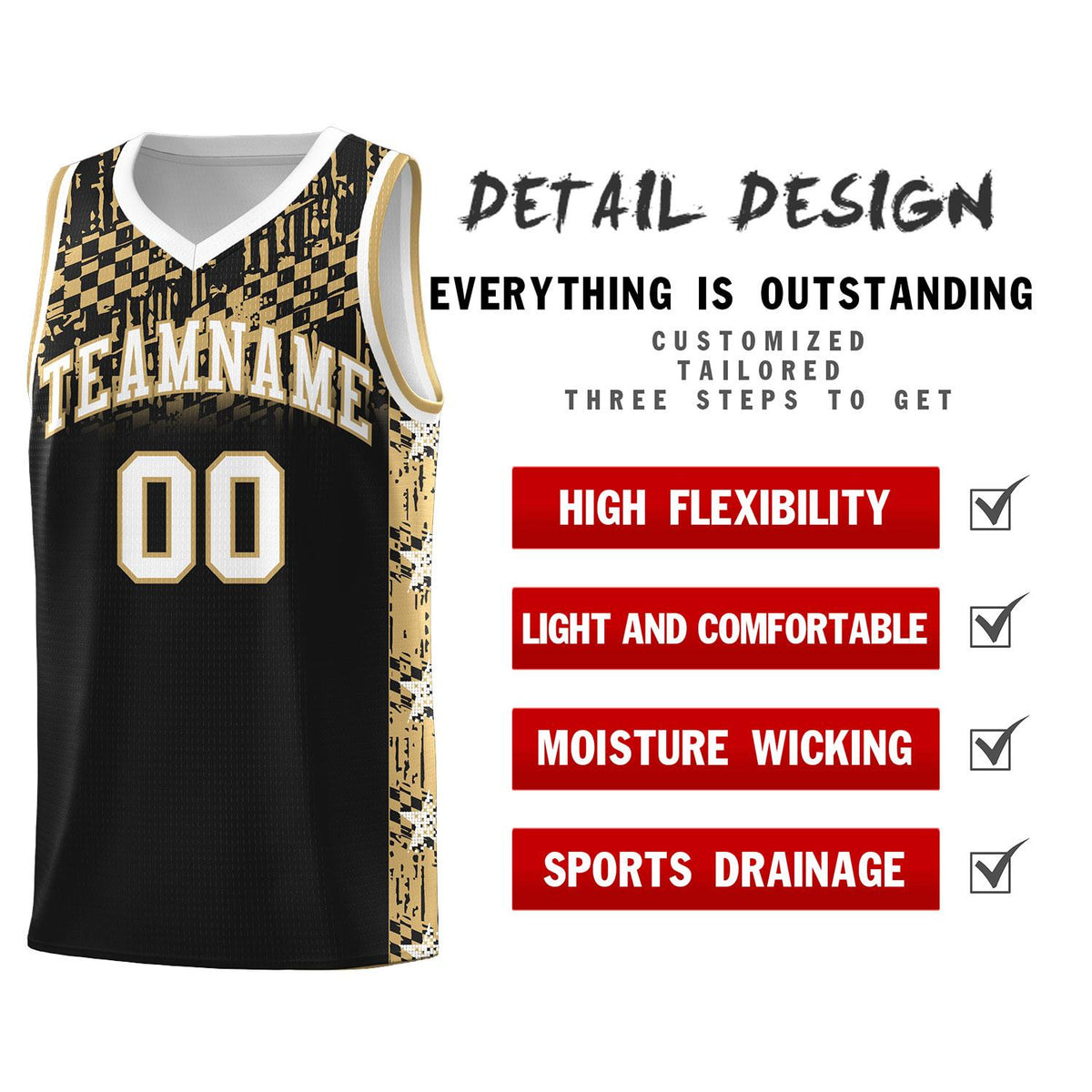Custom Black Mosaic Stars Pattern Sports Uniform Basketball Jersey|KXKSHOP