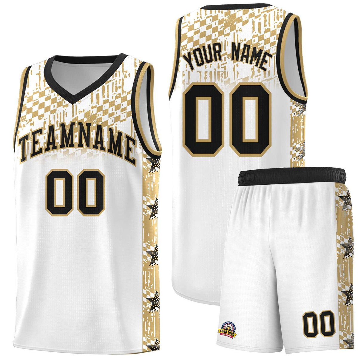 Custom White Mosaic Stars Pattern Sports Uniform Basketball Jersey|KXKSHOP