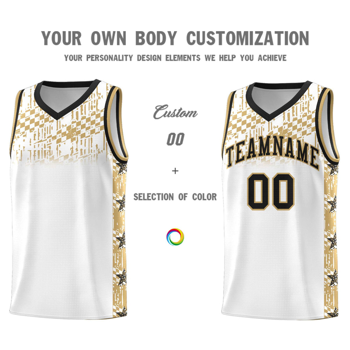 Custom White Mosaic Stars Pattern Sports Uniform Basketball Jersey|KXKSHOP