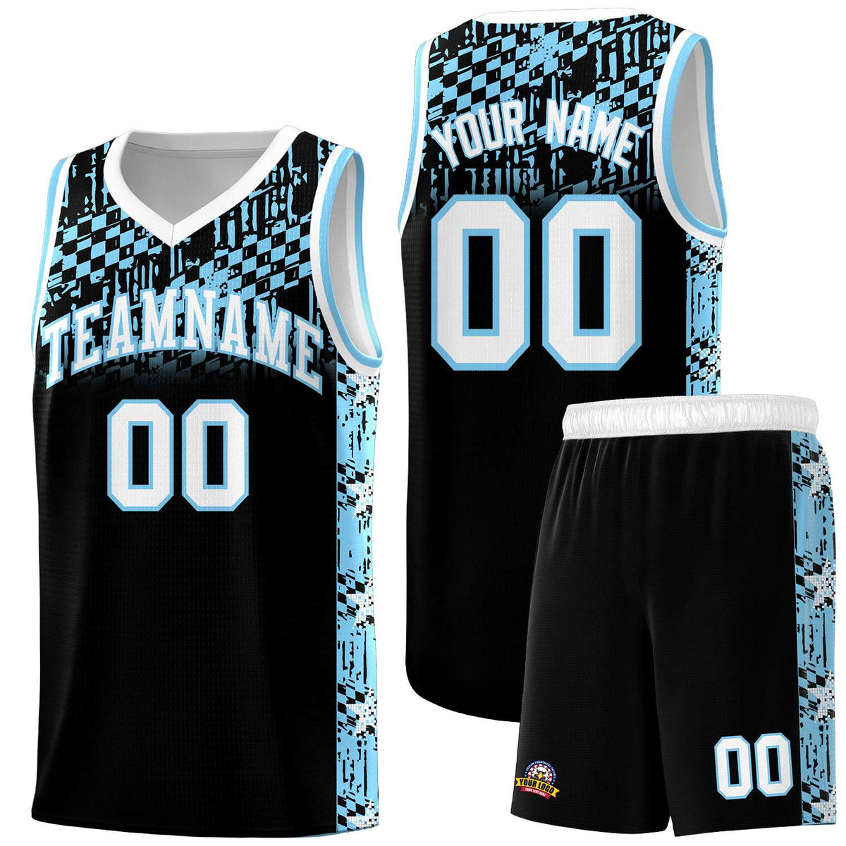 Custom Black Mosaic Stars Pattern Sports Uniform Basketball Jersey|KXKSHOP