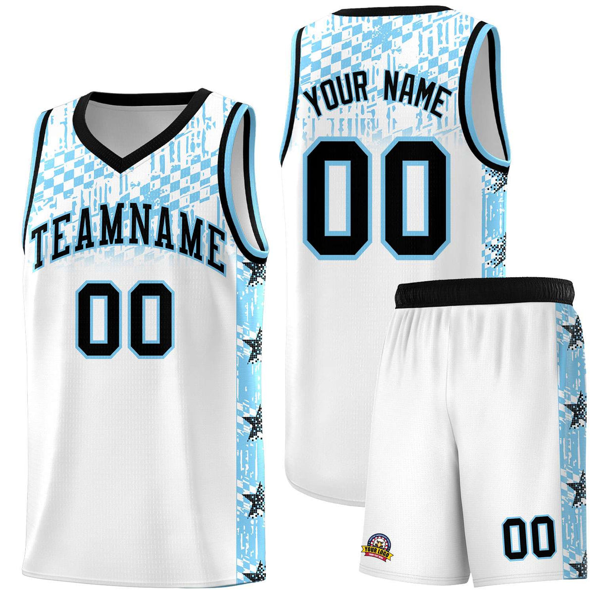 Custom White Mosaic Stars Pattern Sports Uniform Basketball Jersey|KXKSHOP