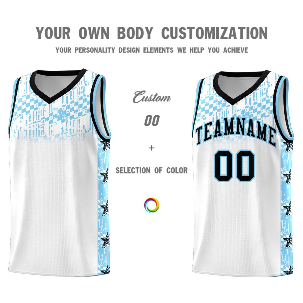 Custom White Mosaic Stars Pattern Sports Uniform Basketball Jersey|KXKSHOP