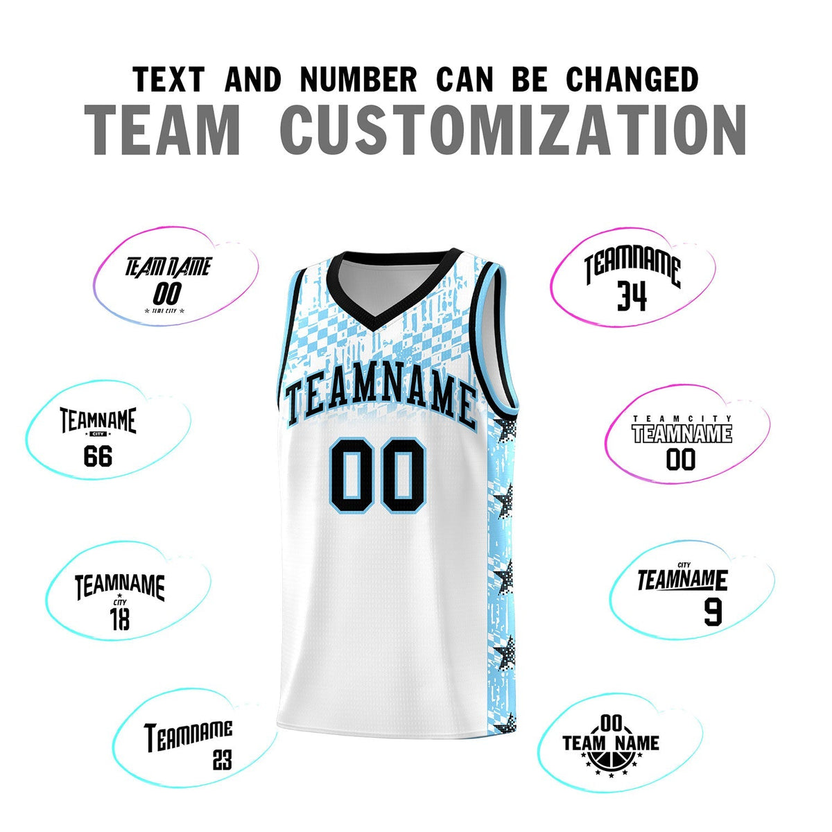 Custom White Mosaic Stars Pattern Sports Uniform Basketball Jersey|KXKSHOP