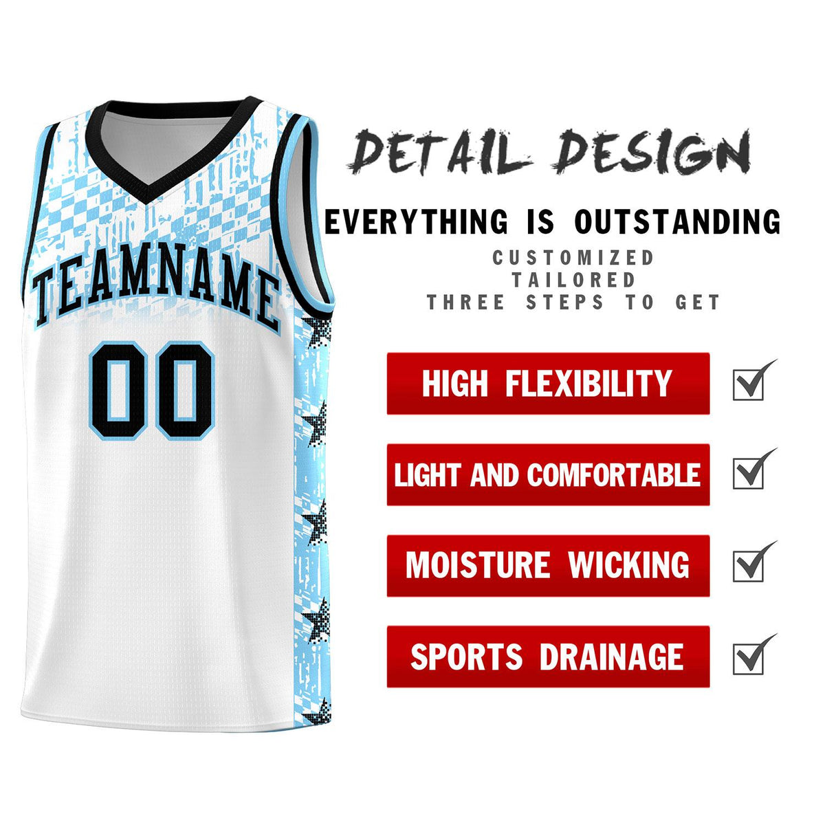 Custom White Mosaic Stars Pattern Sports Uniform Basketball Jersey|KXKSHOP