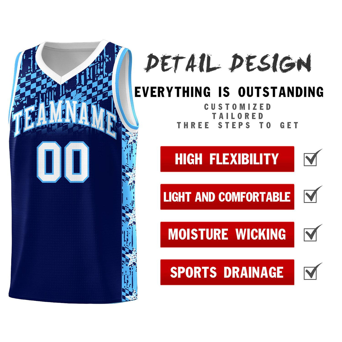 Custom Navy Mosaic Stars Pattern Sports Uniform Basketball Jersey|KXKSHOP