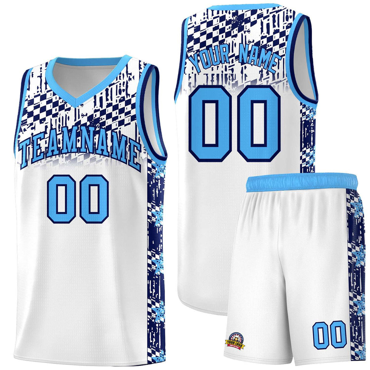 Custom White Mosaic Stars Pattern Sports Uniform Basketball Jersey|KXKSHOP