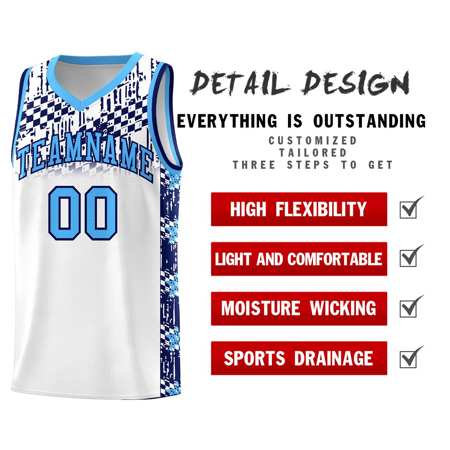 Custom White Mosaic Stars Pattern Sports Uniform Basketball Jersey|KXKSHOP