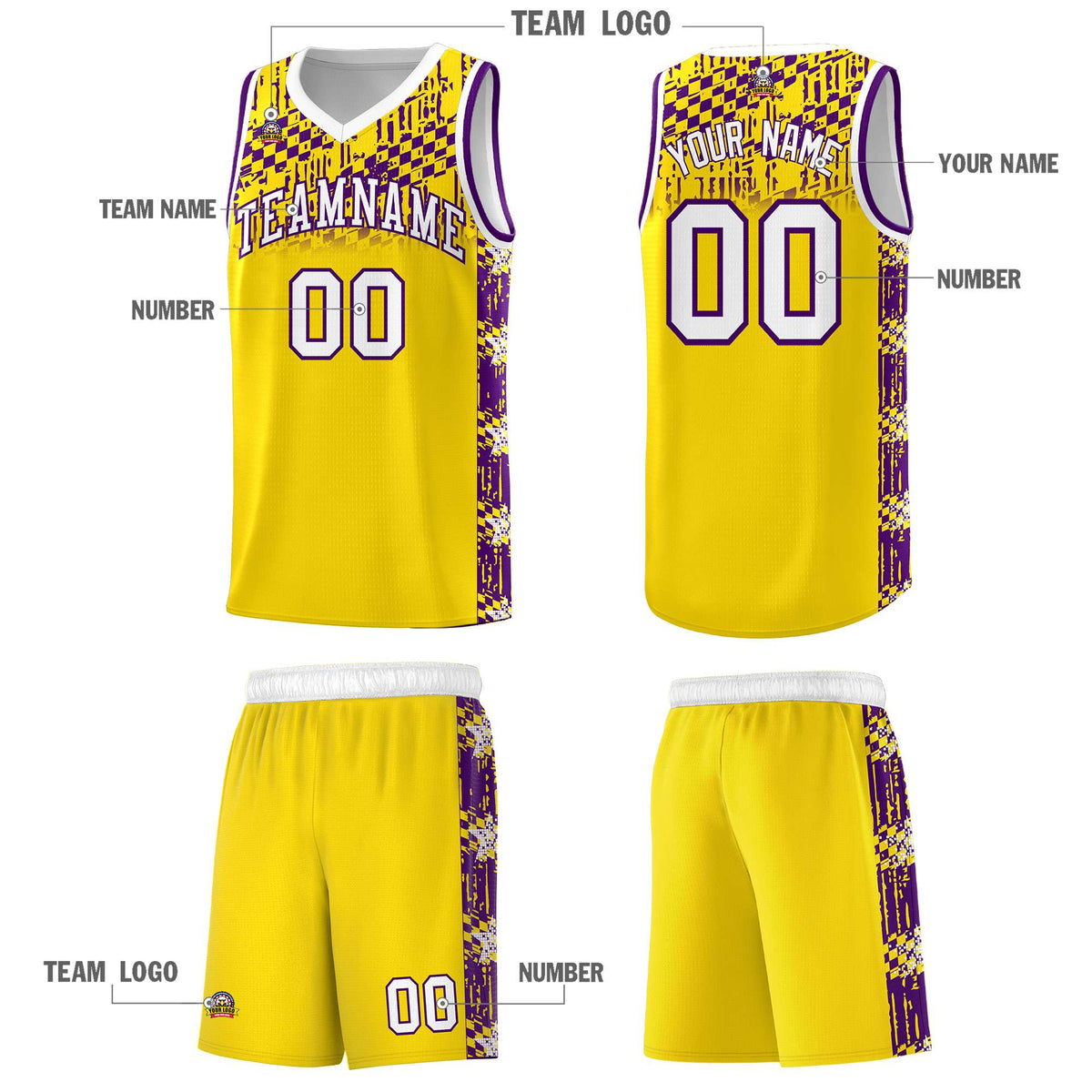 Custom Gold Mosaic Stars Pattern Sports Uniform Basketball Jersey|KXKSHOP