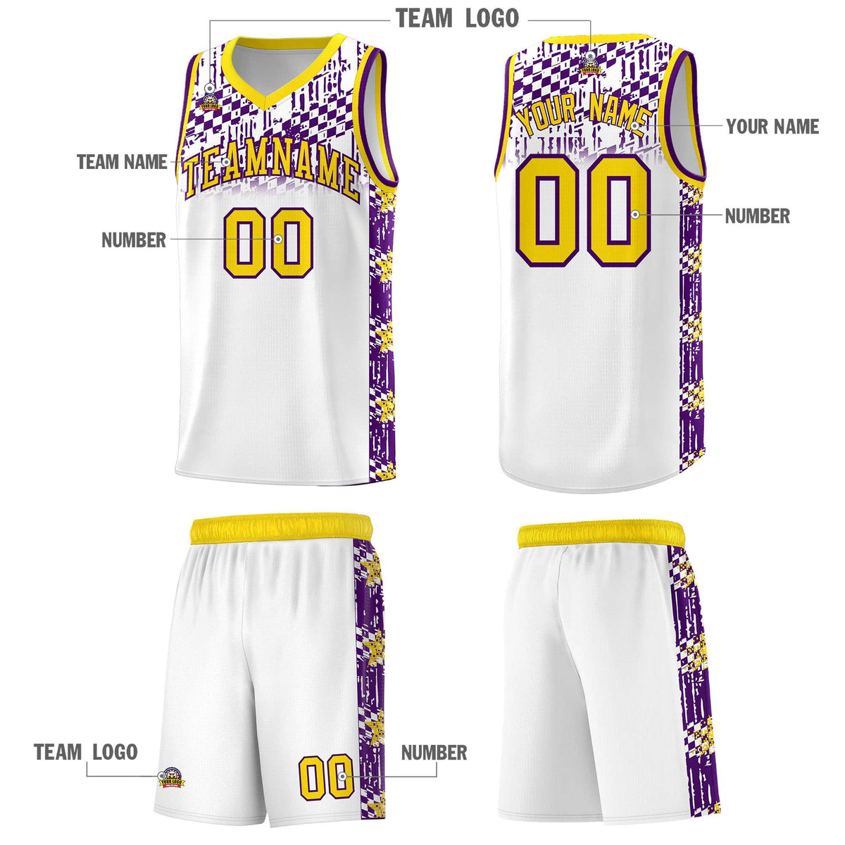Custom White Mosaic Stars Pattern Sports Uniform Basketball Jersey|KXKSHOP
