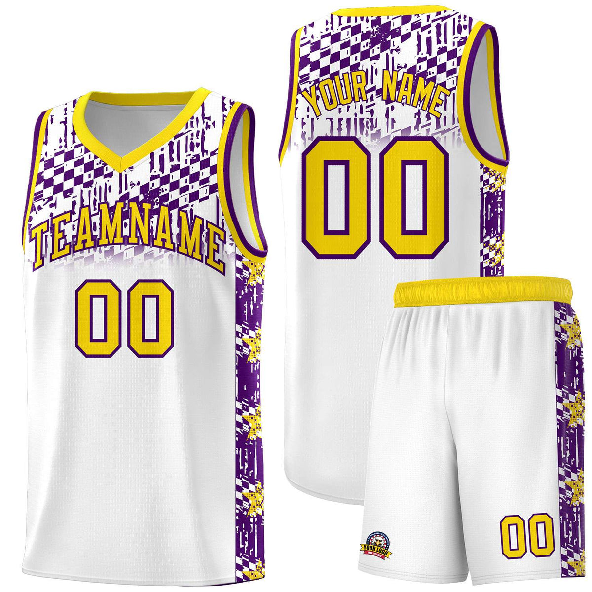Custom White Mosaic Stars Pattern Sports Uniform Basketball Jersey|KXKSHOP