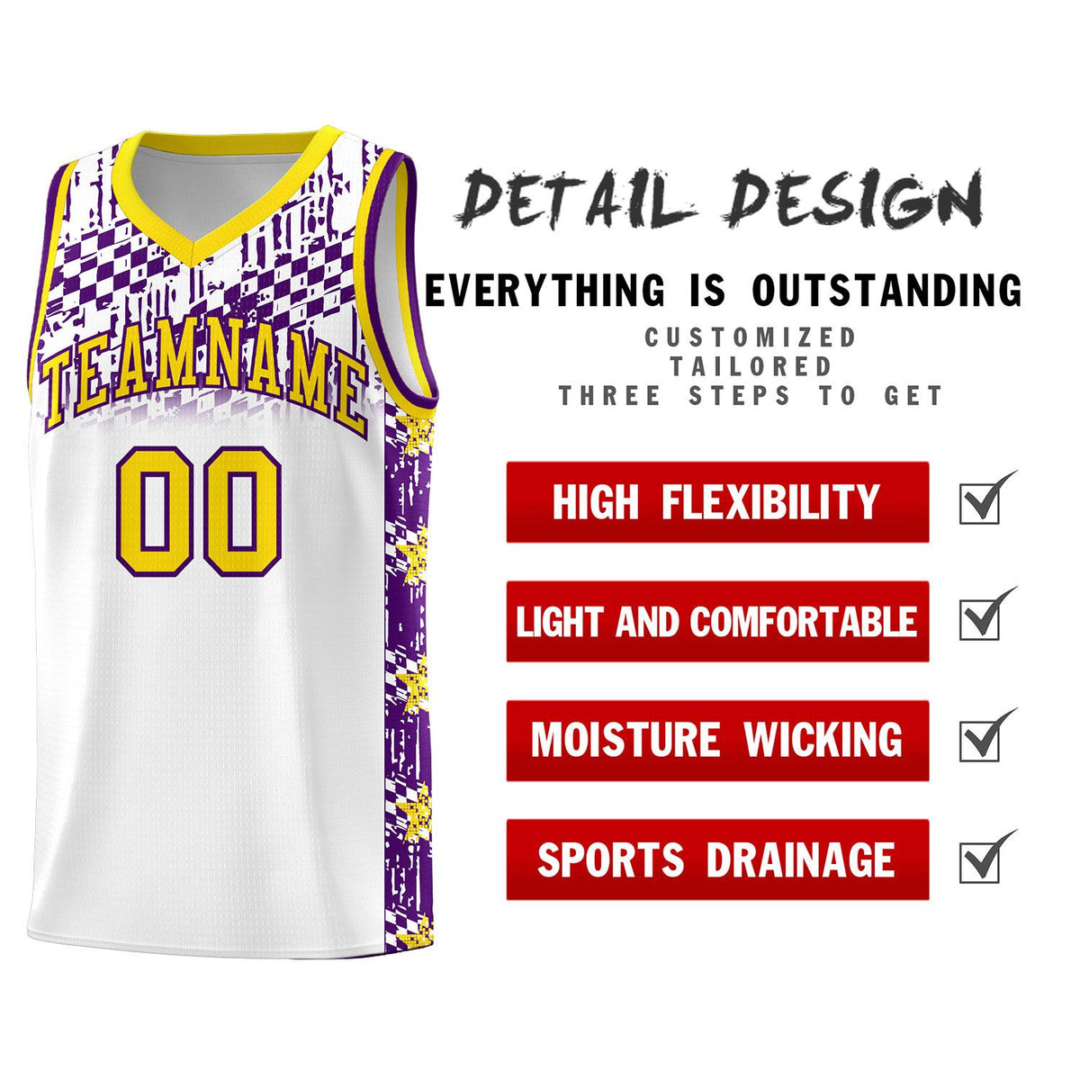 Custom White Mosaic Stars Pattern Sports Uniform Basketball Jersey|KXKSHOP