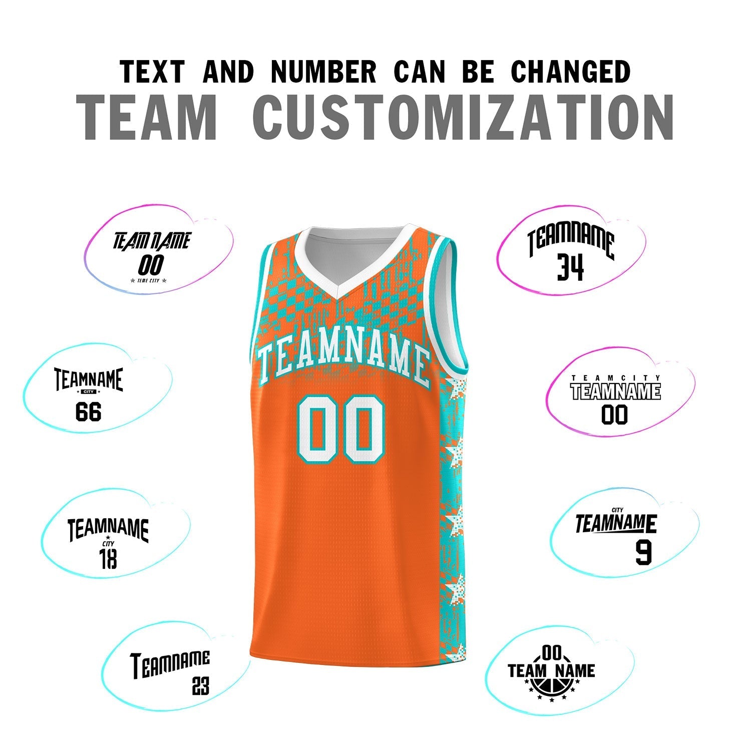 Custom Orange Mosaic Stars Pattern Sports Uniform Basketball Jersey|KXKSHOP