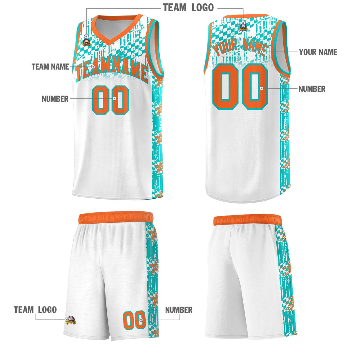 Custom White Mosaic Stars Pattern Sports Uniform Basketball Jersey|KXKSHOP