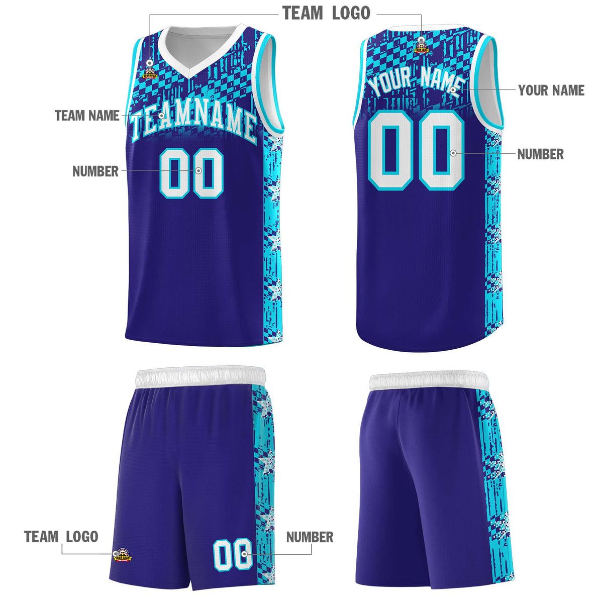 Custom Royal Mosaic Stars Pattern Sports Uniform Basketball Jersey|KXKSHOP