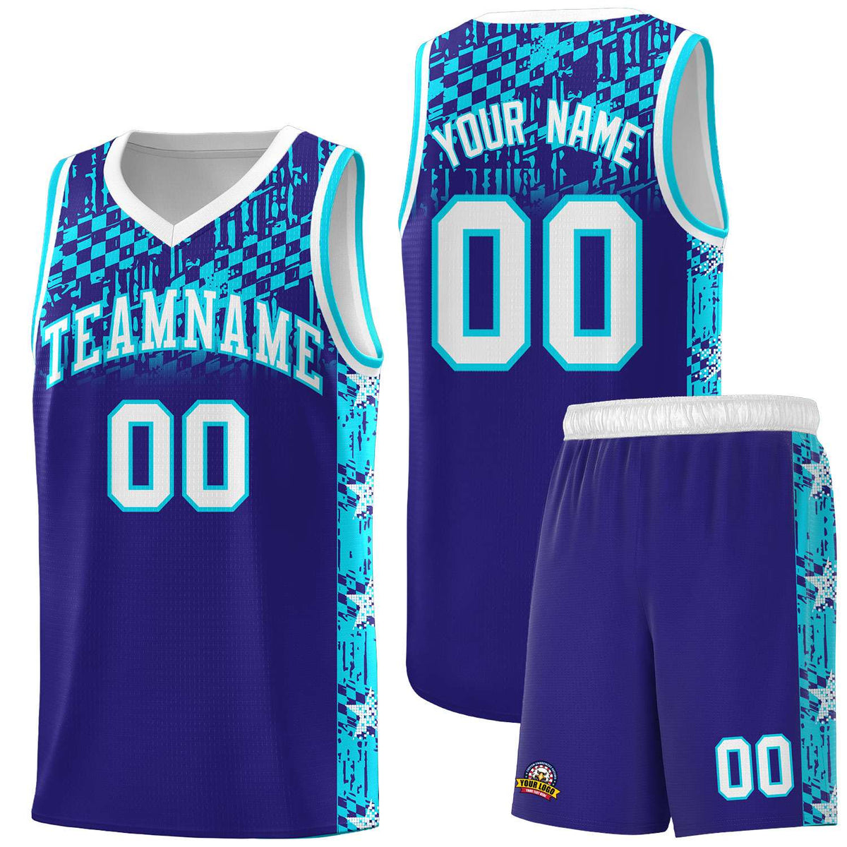Custom Royal Mosaic Stars Pattern Sports Uniform Basketball Jersey|KXKSHOP