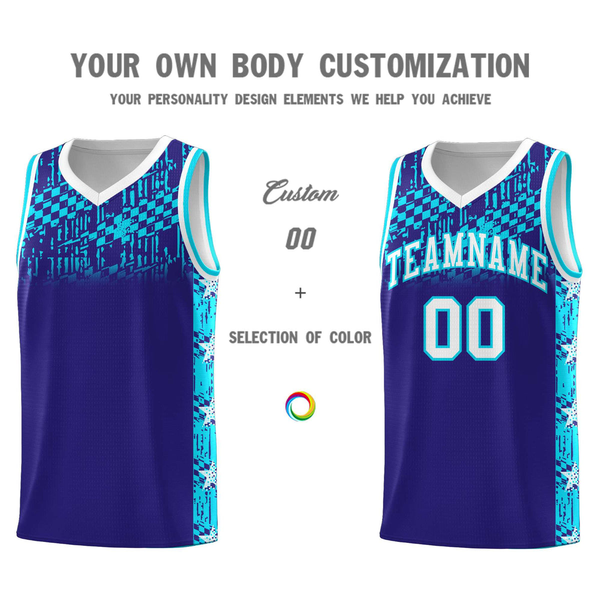 Custom Royal Mosaic Stars Pattern Sports Uniform Basketball Jersey|KXKSHOP