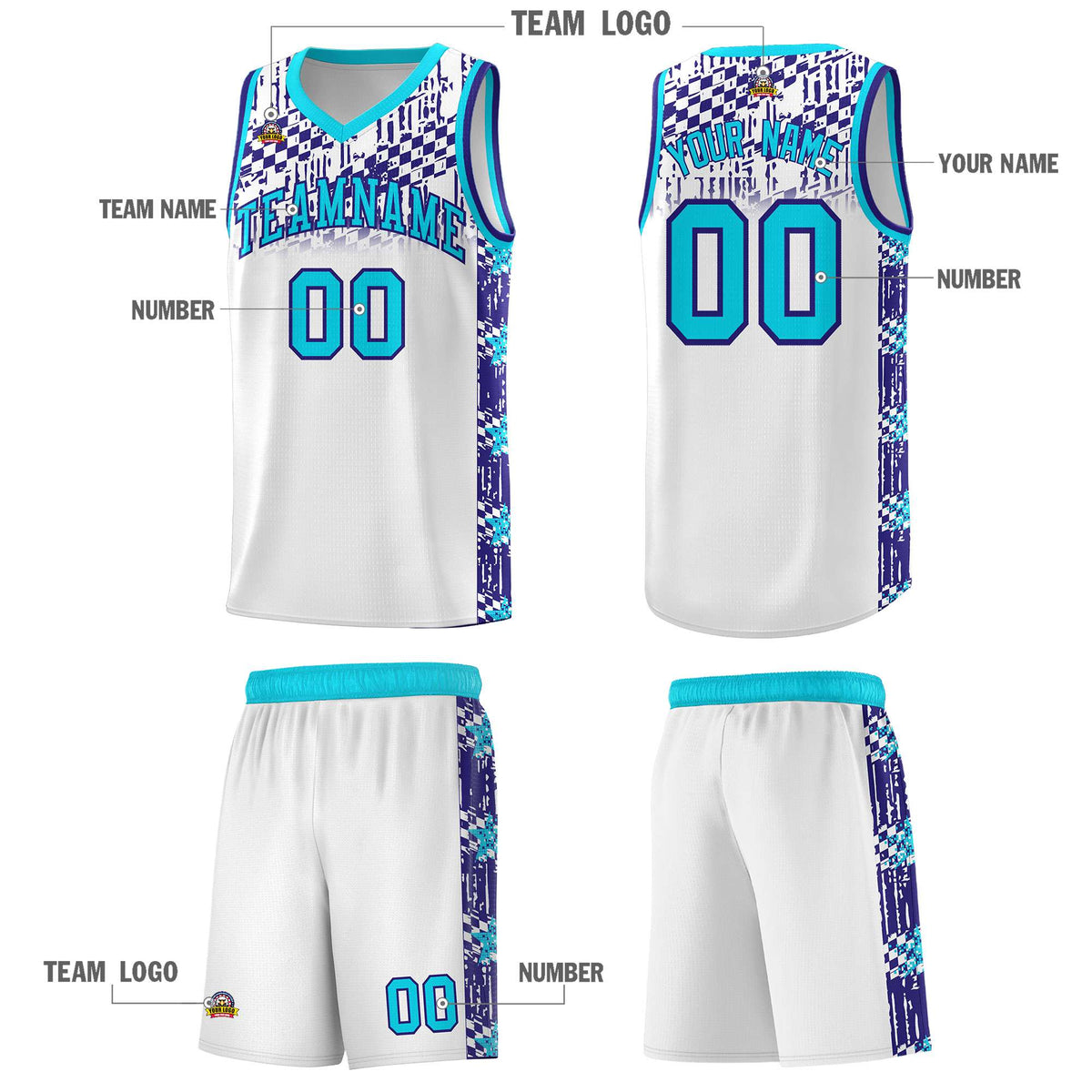 Custom White Mosaic Stars Pattern Sports Uniform Basketball Jersey|KXKSHOP