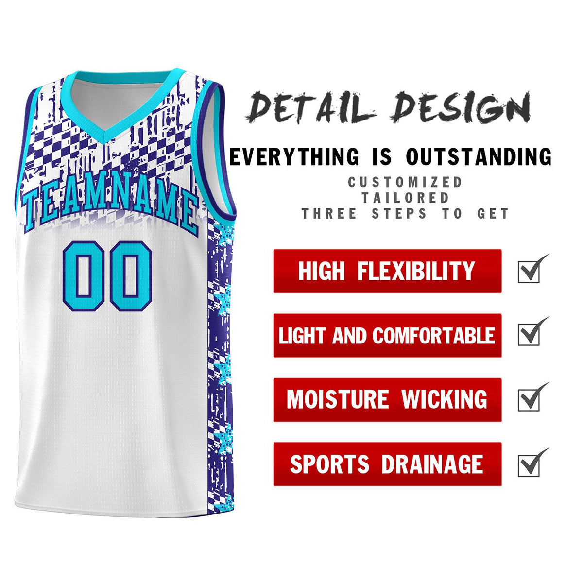 Custom White Mosaic Stars Pattern Sports Uniform Basketball Jersey|KXKSHOP