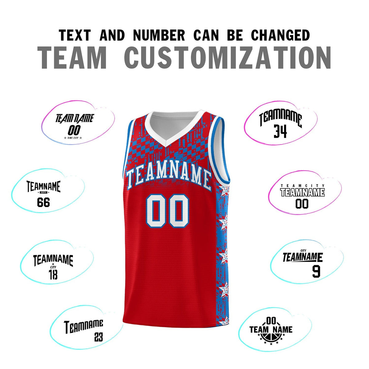 Custom Red Mosaic Stars Pattern Sports Uniform Basketball Jersey|KXKSHOP