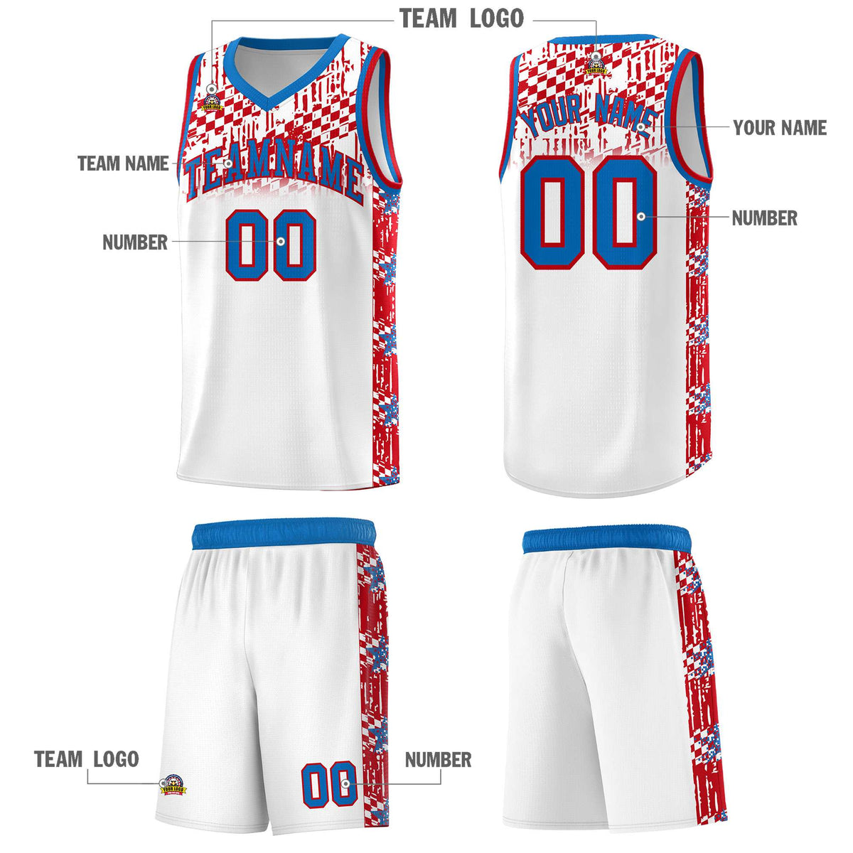 Custom White Mosaic Stars Pattern Sports Uniform Basketball Jersey|KXKSHOP