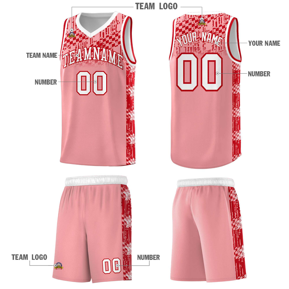 Custom Light Pink Mosaic Stars Pattern Sports Uniform Basketball Jersey|KXKSHOP