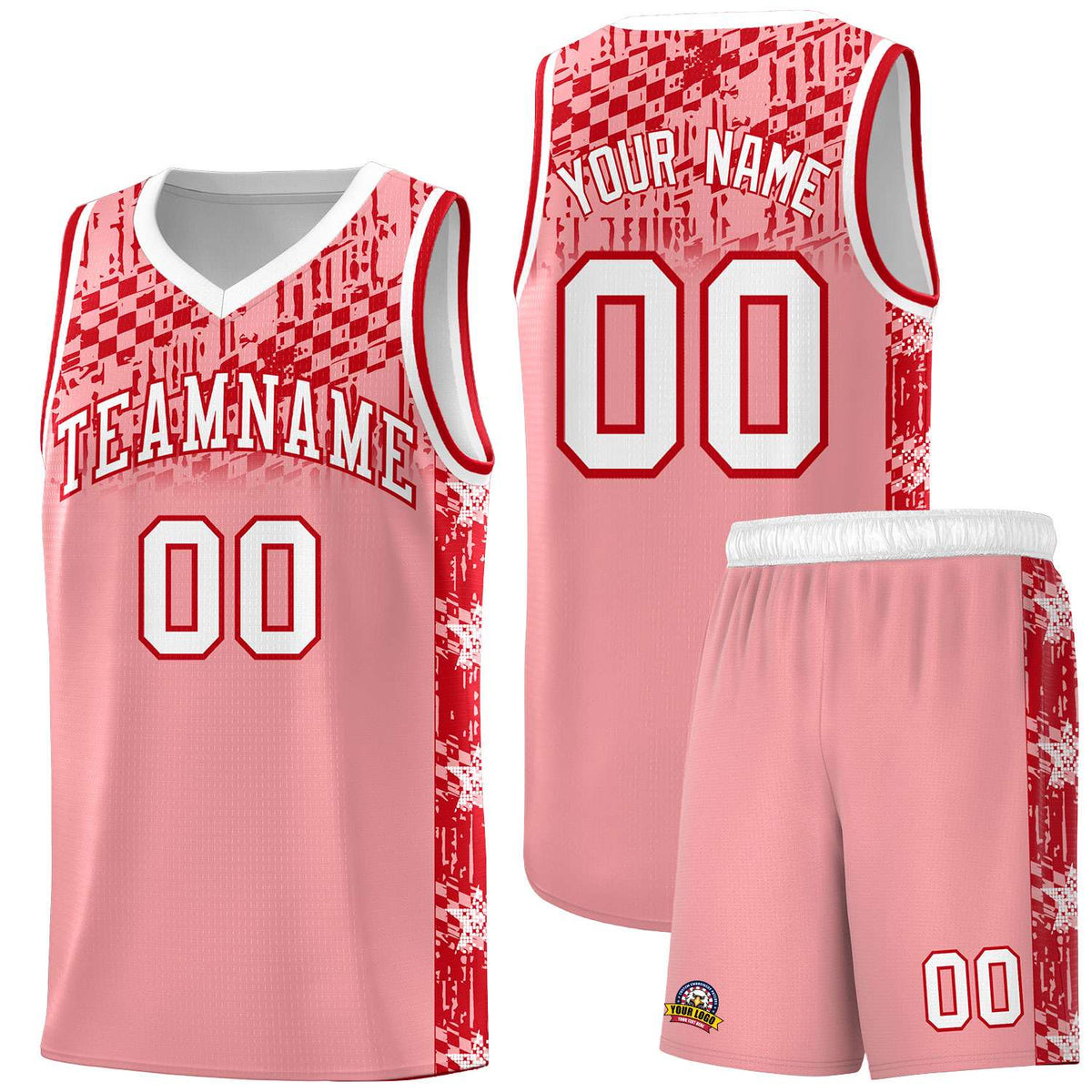 Custom Light Pink Mosaic Stars Pattern Sports Uniform Basketball Jersey|KXKSHOP