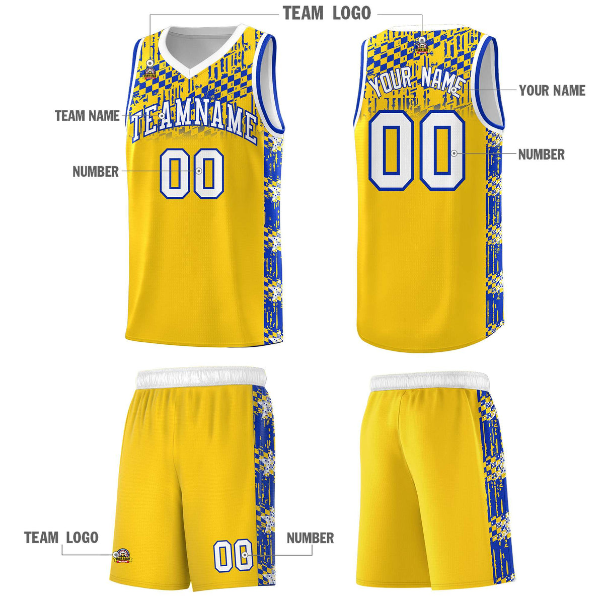 Custom Gold Mosaic Stars Pattern Sports Uniform Basketball Jersey|KXKSHOP