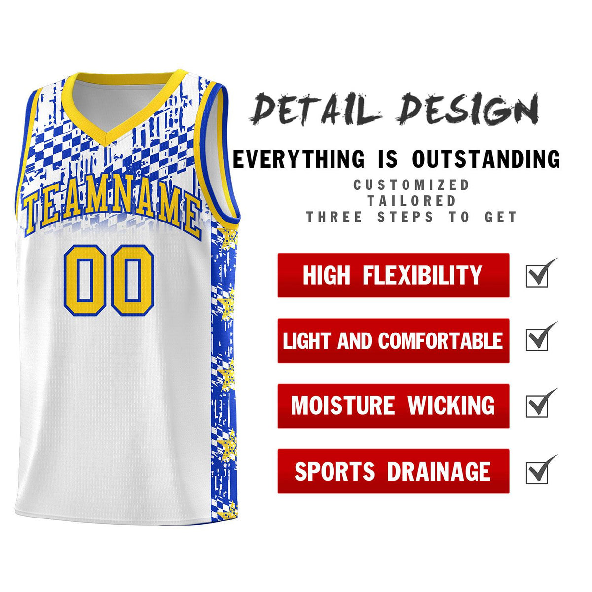 Custom White Mosaic Stars Pattern Sports Uniform Basketball Jersey|KXKSHOP