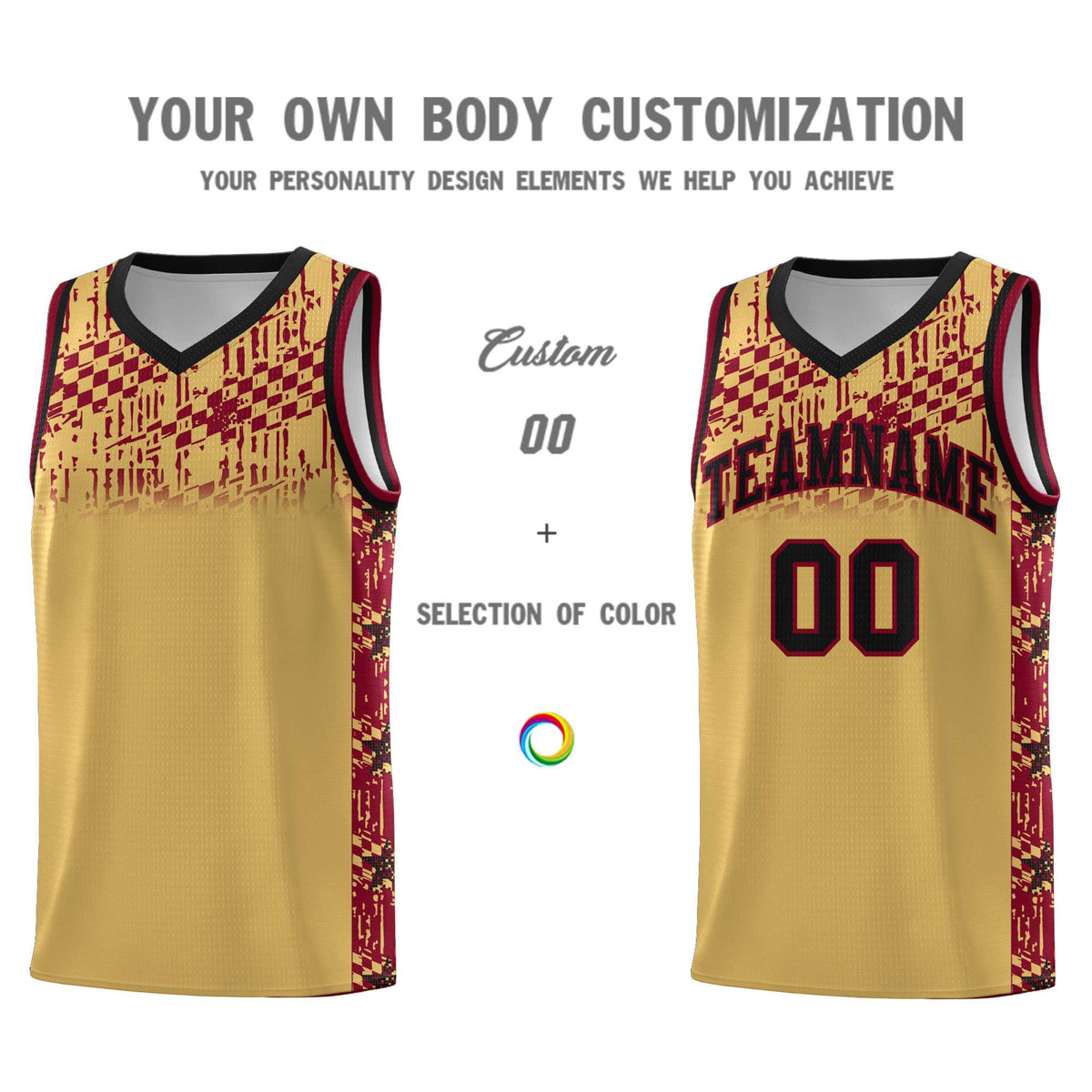 Custom Old Gold Mosaic Stars Pattern Sports Uniform Basketball Jersey|KXKSHOP