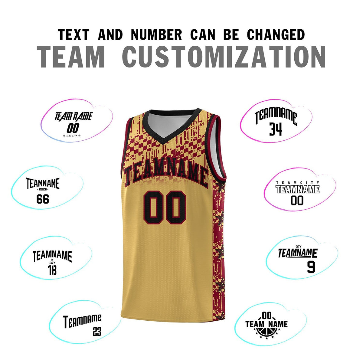 Custom Old Gold Mosaic Stars Pattern Sports Uniform Basketball Jersey|KXKSHOP