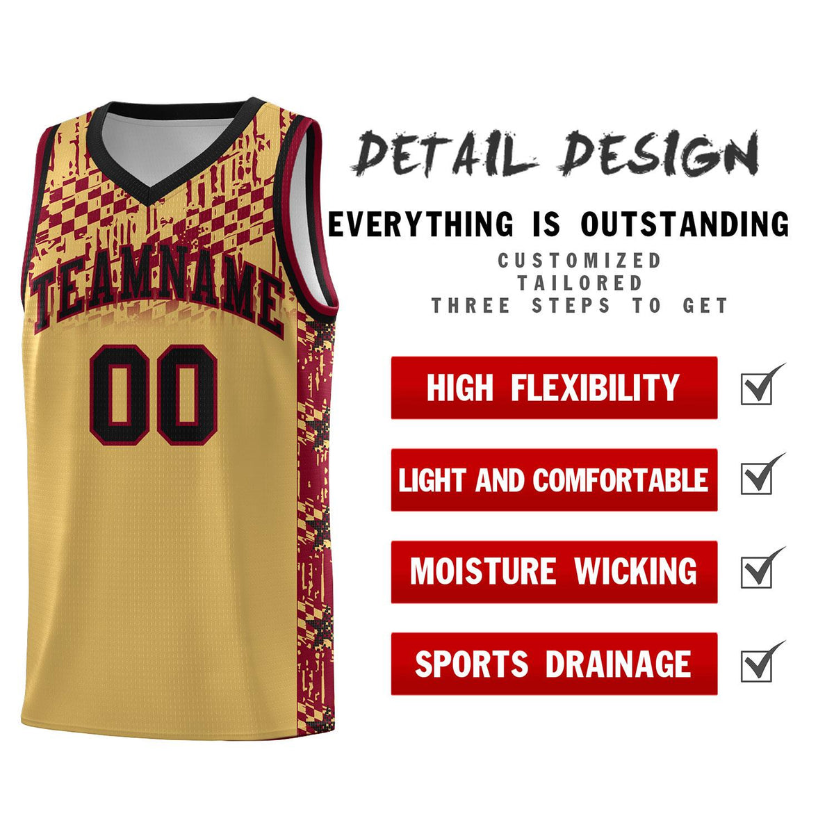 Custom Old Gold Mosaic Stars Pattern Sports Uniform Basketball Jersey|KXKSHOP
