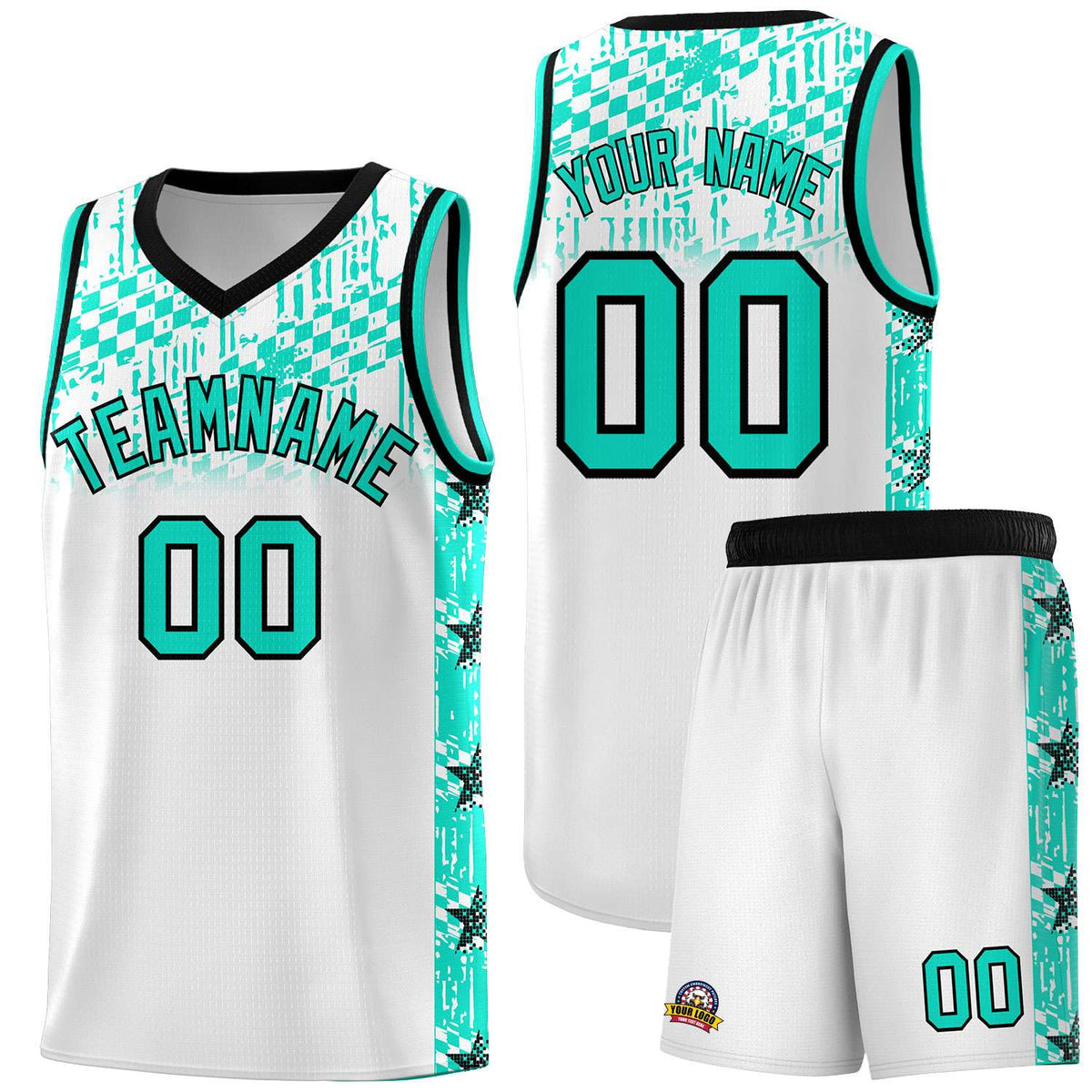 Custom White Mosaic Stars Pattern Sports Uniform Basketball Jersey|KXKSHOP