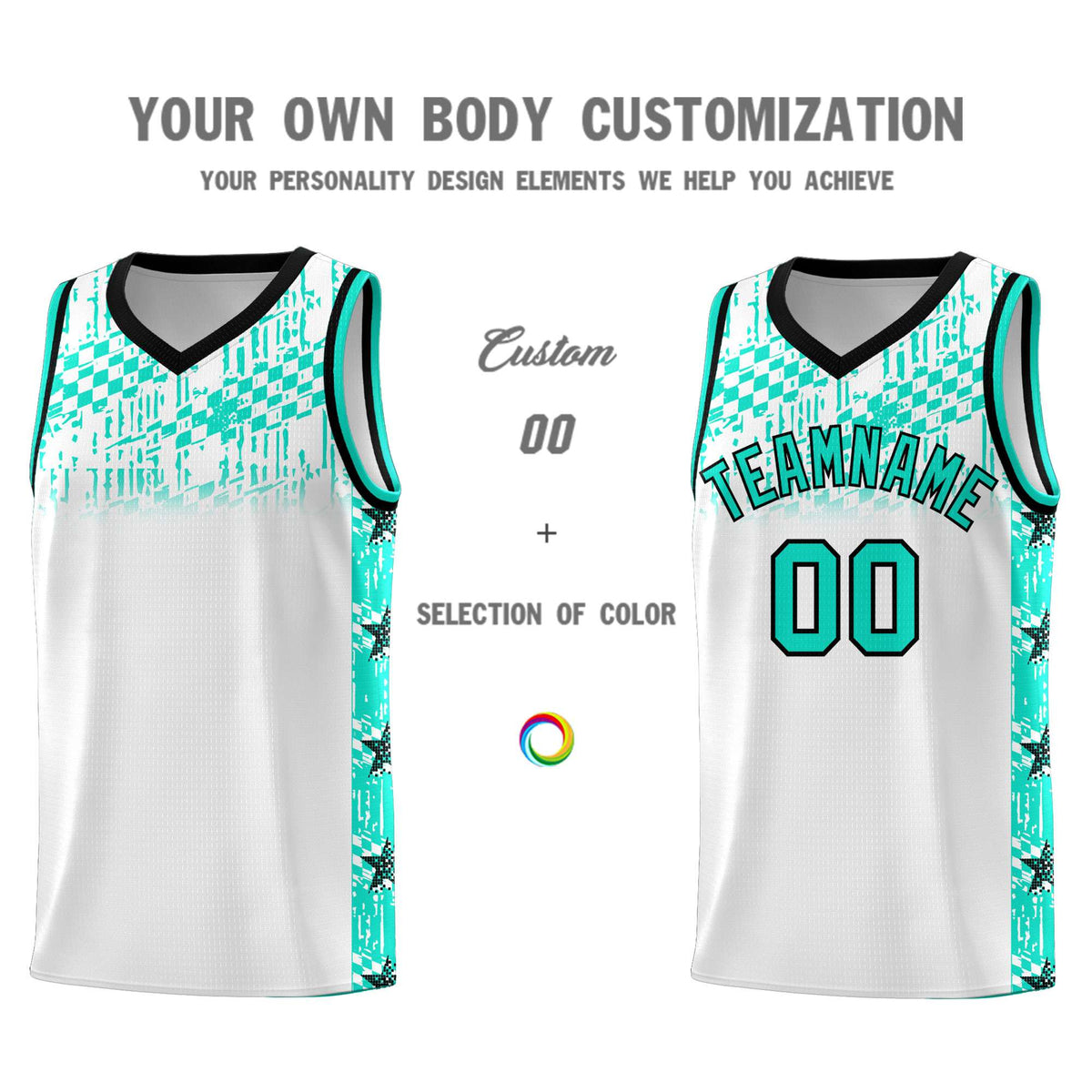 Custom White Mosaic Stars Pattern Sports Uniform Basketball Jersey|KXKSHOP