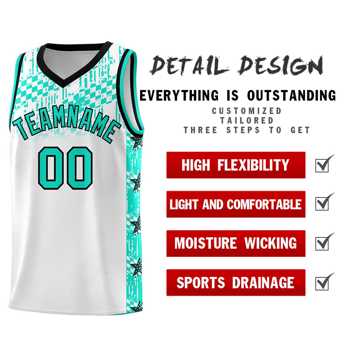 Custom White Mosaic Stars Pattern Sports Uniform Basketball Jersey|KXKSHOP