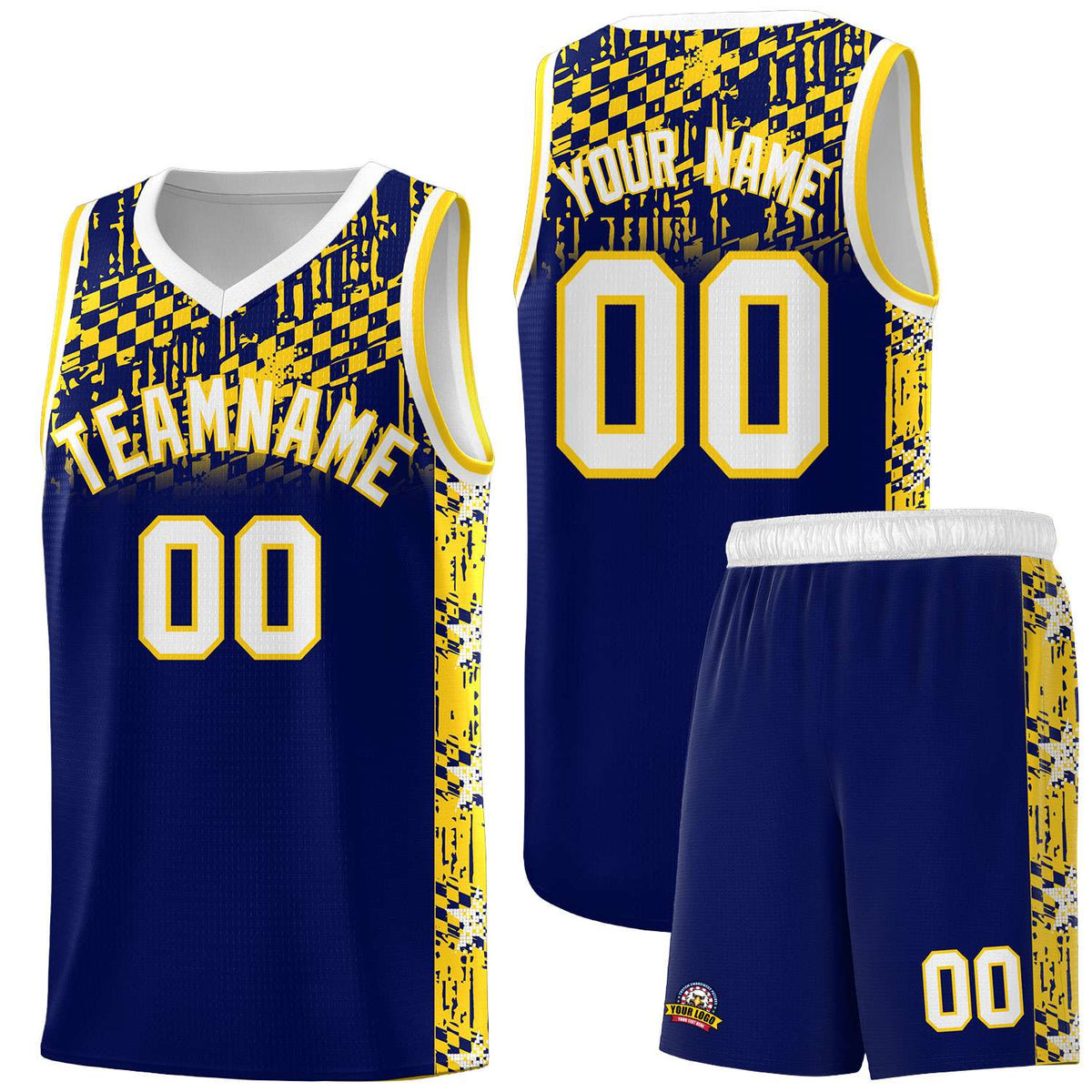 Custom Navy Mosaic Stars Pattern Sports Uniform Basketball Jersey|KXKSHOP