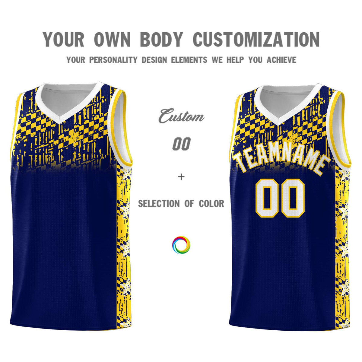 Custom Navy Mosaic Stars Pattern Sports Uniform Basketball Jersey|KXKSHOP