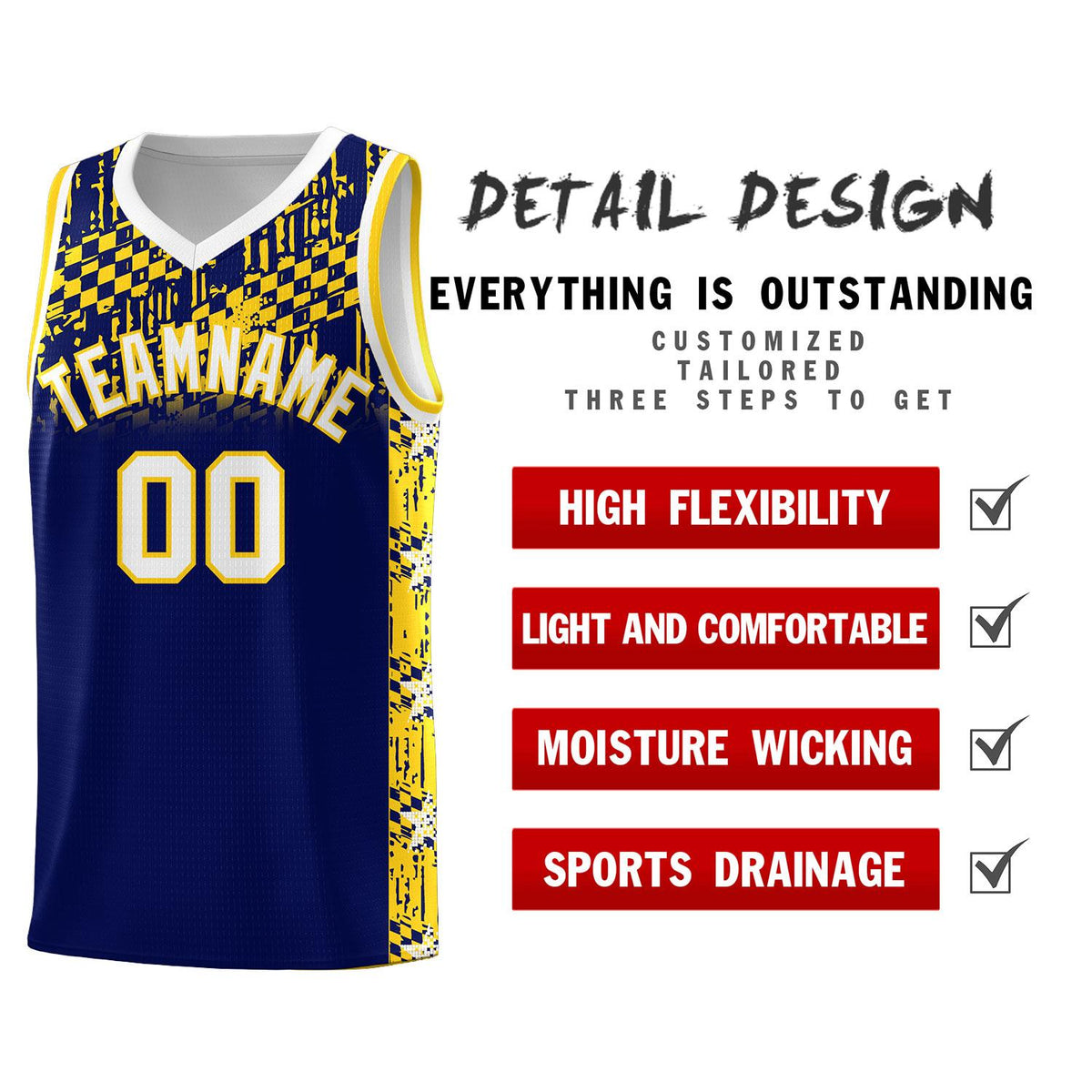 Custom Navy Mosaic Stars Pattern Sports Uniform Basketball Jersey|KXKSHOP