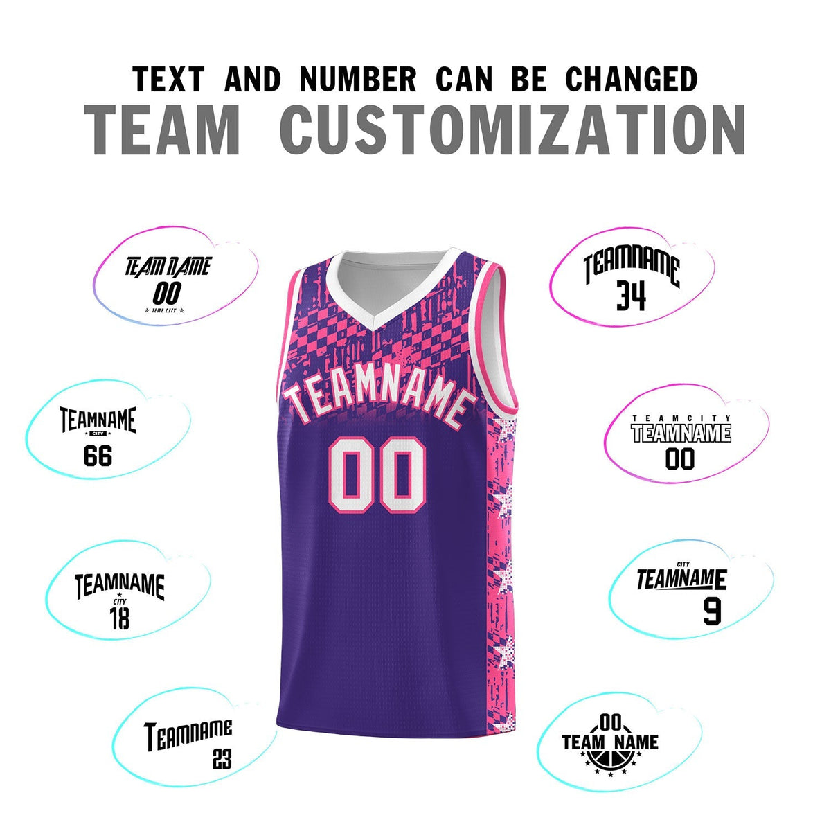 Custom Purple Mosaic Stars Pattern Sports Uniform Basketball Jersey|KXKSHOP