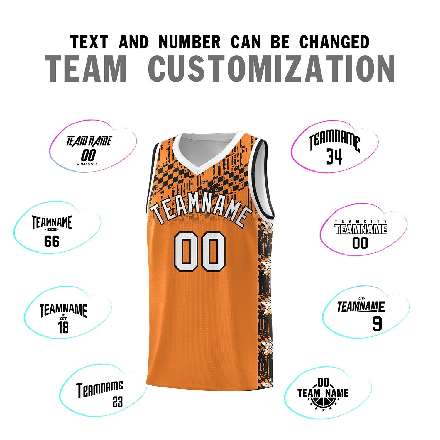 Custom Gold Orange Mosaic Stars Pattern Sports Uniform Basketball Jersey|KXKSHOP