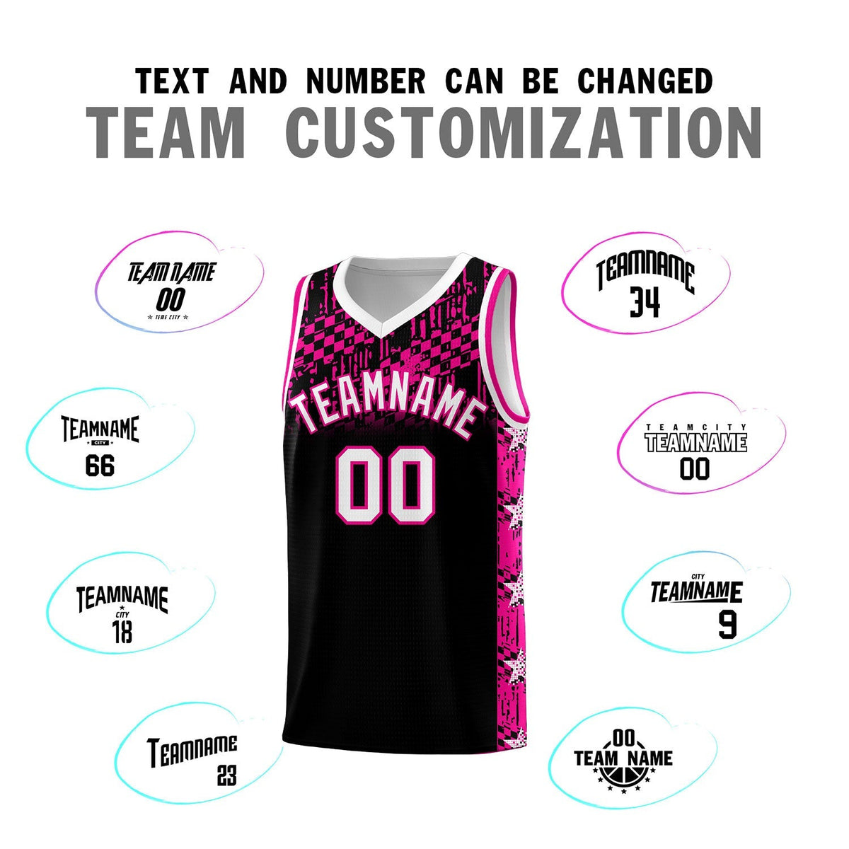 Custom Black Mosaic Stars Pattern Sports Uniform Basketball Jersey|KXKSHOP