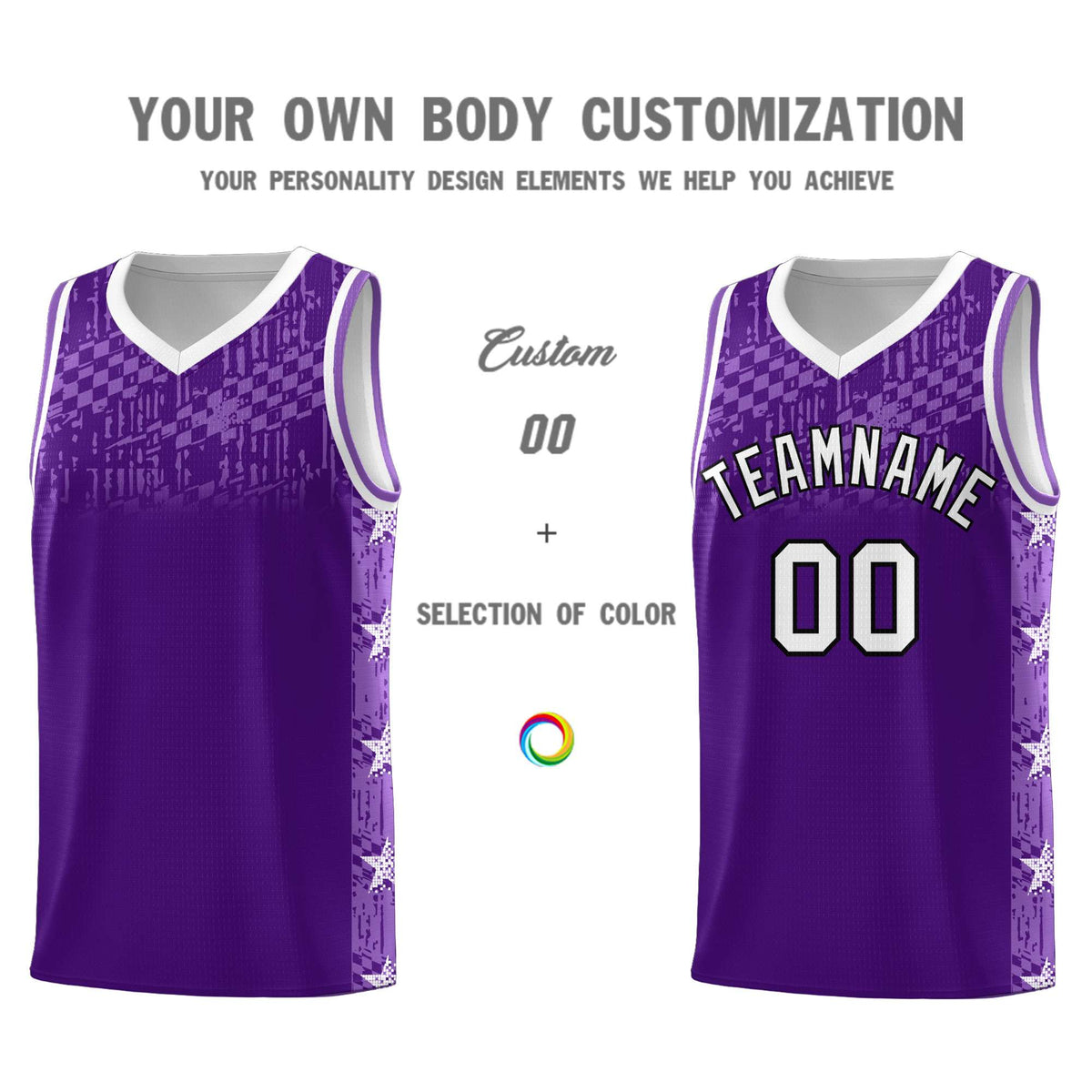 Custom Purple Mosaic Stars Pattern Sports Uniform Basketball Jersey|KXKSHOP